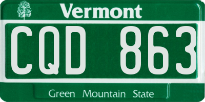 VT license plate CQD863