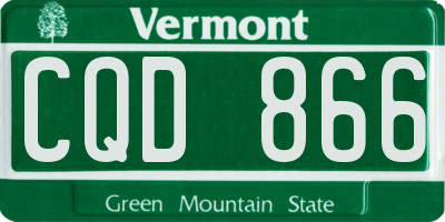 VT license plate CQD866