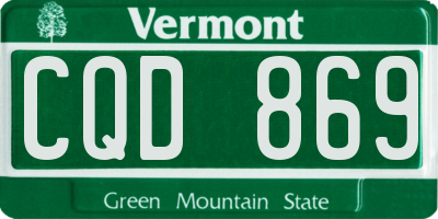 VT license plate CQD869