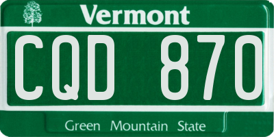 VT license plate CQD870