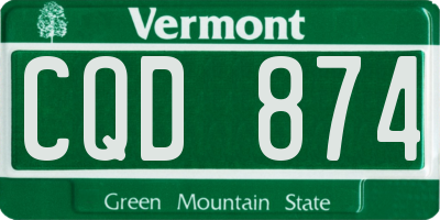 VT license plate CQD874