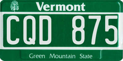 VT license plate CQD875