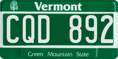 VT license plate CQD892