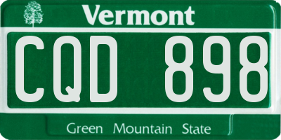VT license plate CQD898