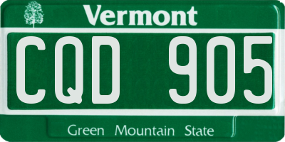 VT license plate CQD905