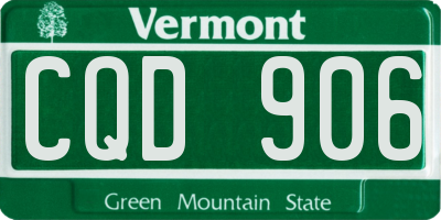 VT license plate CQD906