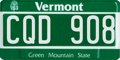 VT license plate CQD908
