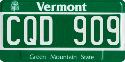 VT license plate CQD909