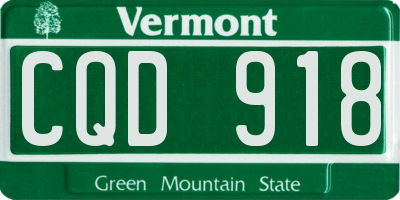 VT license plate CQD918