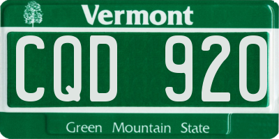 VT license plate CQD920