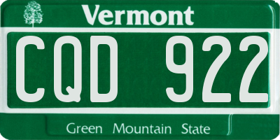 VT license plate CQD922