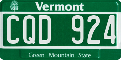 VT license plate CQD924