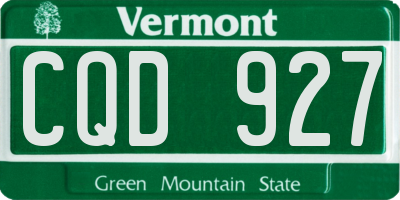 VT license plate CQD927