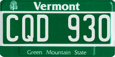 VT license plate CQD930
