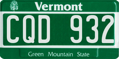 VT license plate CQD932