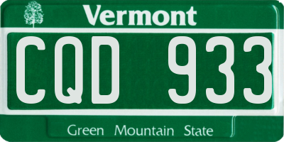 VT license plate CQD933