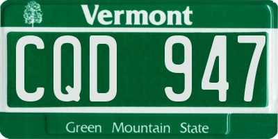 VT license plate CQD947