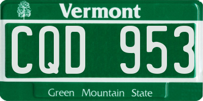 VT license plate CQD953