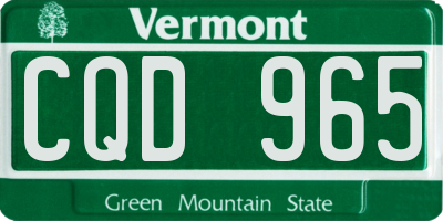 VT license plate CQD965