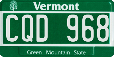 VT license plate CQD968