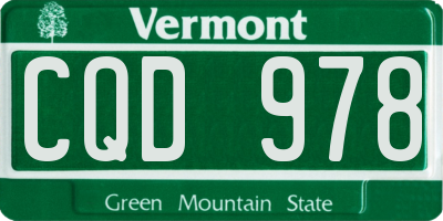VT license plate CQD978