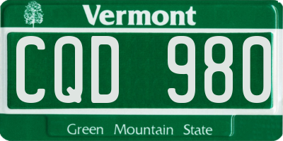 VT license plate CQD980