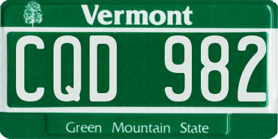 VT license plate CQD982