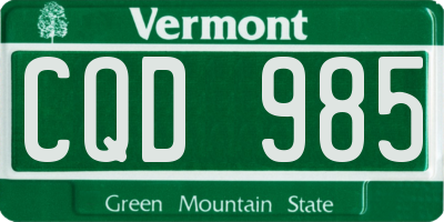 VT license plate CQD985