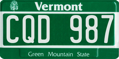 VT license plate CQD987