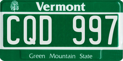 VT license plate CQD997