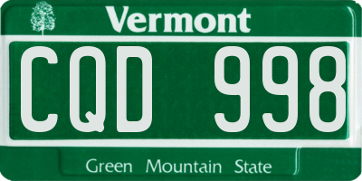 VT license plate CQD998