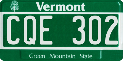 VT license plate CQE302