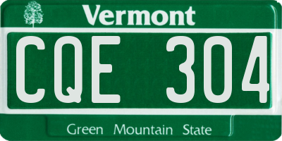 VT license plate CQE304