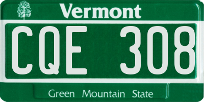 VT license plate CQE308