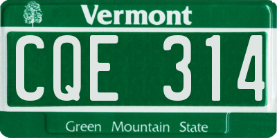 VT license plate CQE314