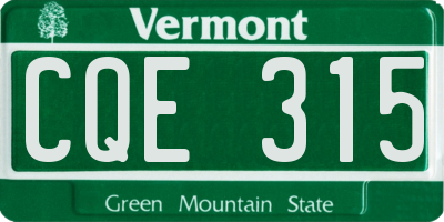 VT license plate CQE315