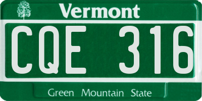 VT license plate CQE316