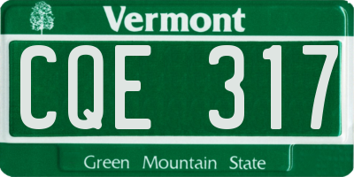 VT license plate CQE317