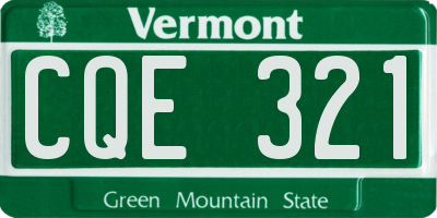 VT license plate CQE321