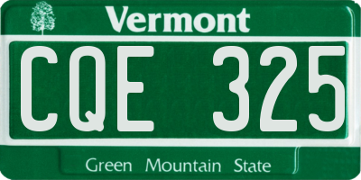 VT license plate CQE325