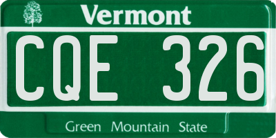 VT license plate CQE326
