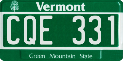 VT license plate CQE331
