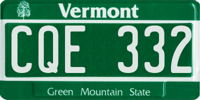 VT license plate CQE332