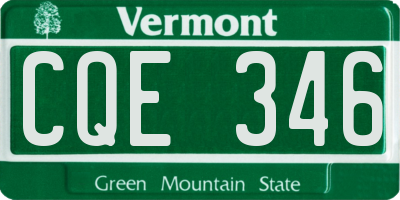 VT license plate CQE346