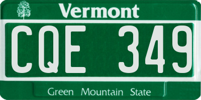VT license plate CQE349