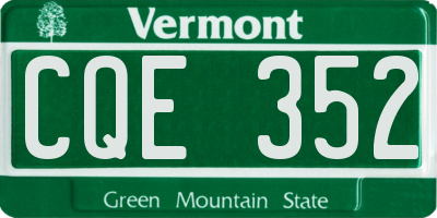 VT license plate CQE352