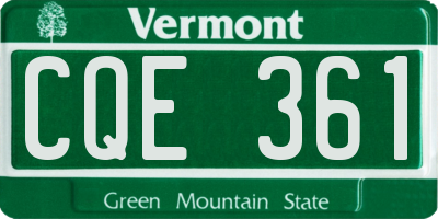VT license plate CQE361