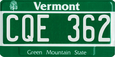 VT license plate CQE362