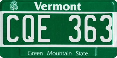 VT license plate CQE363