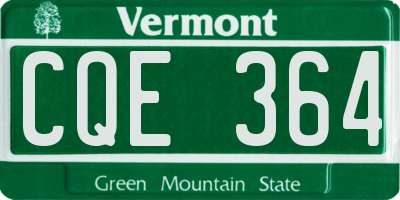 VT license plate CQE364